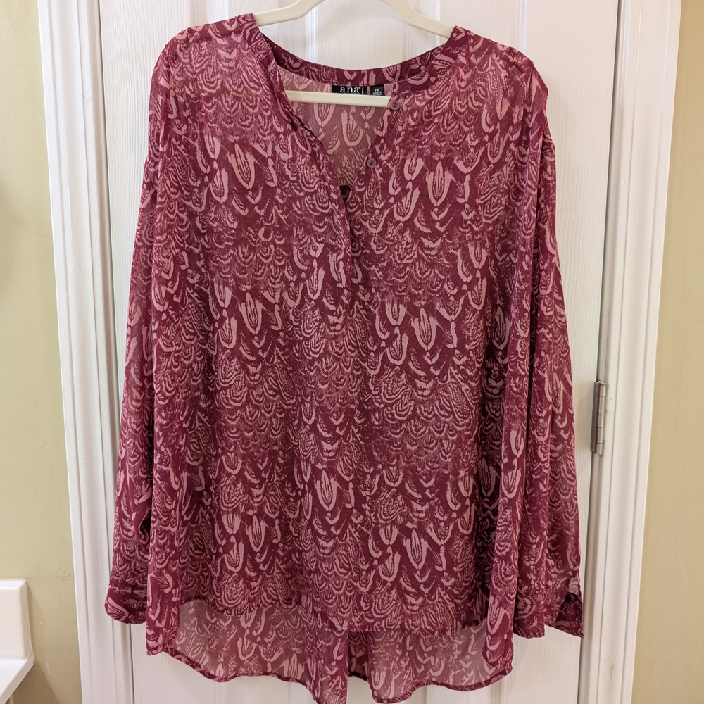 a.n.a Maroon Feather-Patterned Blouse